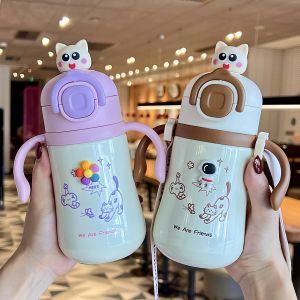 Cốc Nước Trẻ Em Bằng Thép Không Gỉ 316 Cốc Đựng Sữa Có Van Chui Cho Trẻ Sơ Sinh Cốc Đựng Nước Cho Trẻ Mẫu Giáo