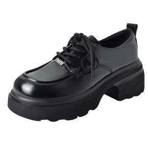 Josiny | Thick-soled Tied Leather Loafers