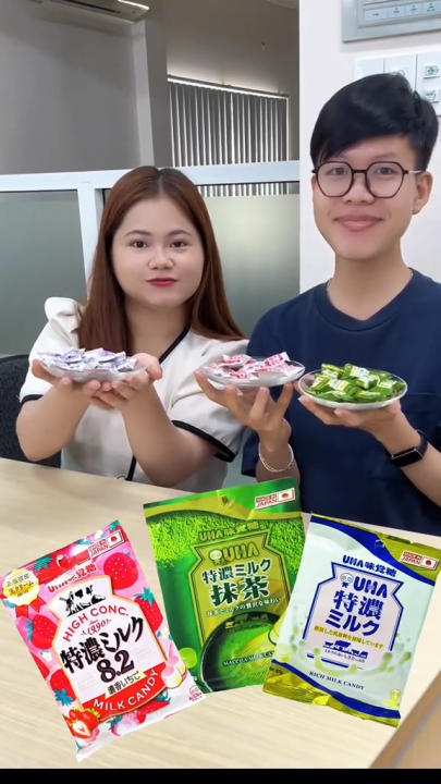 Kẹo sữa trà xanh/ sữa dâu/ kem tươi UHA Tokuno - Hachi Hachi Japan Shop