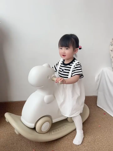 Ngựa bập bênh kết hợp chòi chân ván thăng bằng nguyên sinh cao cấp 3IN1 Babyviva