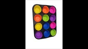 Silicone Muffin Baking Pan Cupcake Tray 12 Cup - Nonstick Cake Molds Tin Bakeware BPA Free Dishwasher Microwave Safe