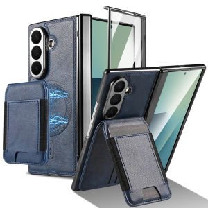 szhaiyu | Luxury 2 in 1 Detachable Card Bag Leather Case For Samsung Galaxy Z Fold 8 Ultra 7 6 5 4 3 For Magsafe Tempered Glass Cover