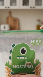 Reusable Cartoon Ziplock Storage Bag | Cute Monster Food & Snack Organizer for Kids Travel & Kitchen (S/M/L)