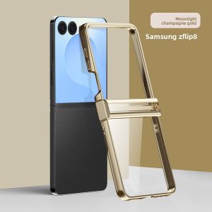 szhaiyu | Flip8 Luxury Transparent Plating PC Phone Case for Samsung Z Flip 8 7 FE 6 5 4 5G ZFlip8 Clear Hinge Protective Hard Cover