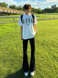 Black Extended Length Straight Leg Jeans Mens High Street Vibe Slimming Jeans mid High Waist Polyester Fiber Casual Wear