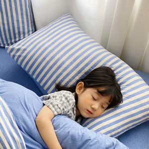 Japanese-Style Cotton Single Jersey Cotton Pillowcase Solid Color Striped Knitted Cotton Single All Cotton Pillowcase 48x74cm 2 Pairs