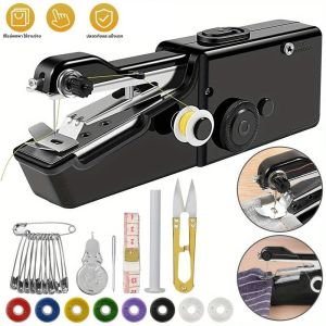 จักรเย็บผ้ามือถือขนาดเล็กแบบพกพา Stitch เย็บเย็บปักถักร้อยไร้สายผ้าผ้าแบตเตอรี่จักรเย็บผ้าไฟฟ้า