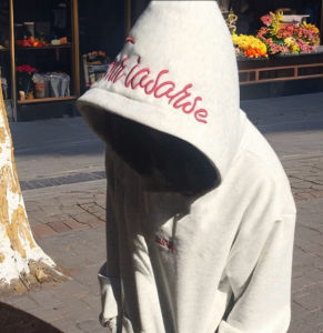 Retro American Fleece Lined Embroidered Hoodie Mens Heavyweight Button up Sweatshirt Loose Fit High Street Style for Autumn Winter