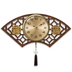 Compas | New Chinese Style Fan Shaped Wooden Silent Luxury Wall Clock