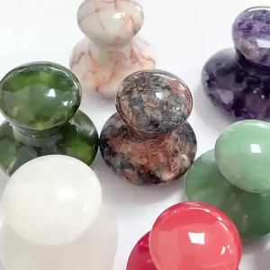 Healing Crystal Mushroom Massage Stone Natural Gem Gua Sha Spa Face Body Chakra Relax Polished Handheld Therapy Massager Tool