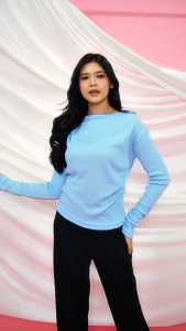 Yoenik Apparel Dohwa Tops Sabrina Longsleeve Knit Top Atasan Wanita Korean Style Kekinian