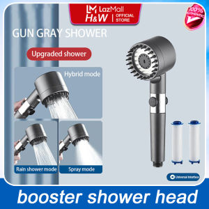 H&W High-Pressure 3-in-1 Shower Head with Replaceable Filter Adjustable Flow and 1.5m Hose
