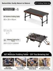 Naturehike IGT Portable Folding Aluminum Alloy Camping Table Quick Open Outdoor Picnic Table Chair Set Lightweight Travel Desk