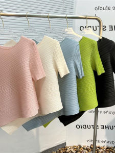 Pure Color Asymmetrical Loose Short Sleeve T-Shirt Brand Clearance Sale Summer Korean Style Commute Wind Printed Shirt