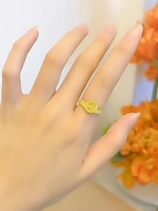 (1 Pair) 24K Saudi Gold Nasasangla Pawnable 100% Original Opening of the Watch Adjusts the Ring for Women and Men Couples Gift