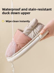 MONLEYTA | New Womens Cotton Slippers Fall Winter Thick Bottom Warm Fleece Inner Full Cover Home Waterproof Moon Shoe Sensation