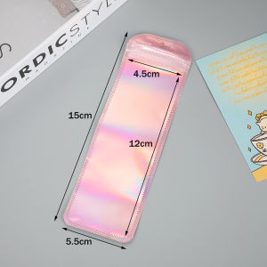 50pcs Long Iridescent Ziplock Bag Transparent Laser Plastic Seal Bags for DIY Jewelry Display Handicrafts Nail Eyelash Packaging