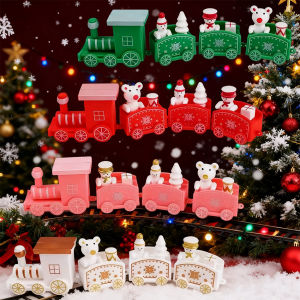 ของตกแต่งรถไฟคริสต์มาสปีใหม่ 2026 พร้อมรถไฟเคลื่อนที่ ของขวัญโนเอลสำหรับบ้าน ของตกแต่งเค้กวันเกิดเด็ก