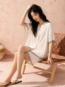 Padded Summer Womens Sleepwear Set Cotton