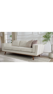 (FREE Installation+Shipping) KBS Lavaca 1Seater Sofa Teak Wood (Kayu Jati) / Water Repellent Fabric / Extra Solid Wooden legs / Large Size / Full Fabric Sofa / 107W x D100 x H84 cm