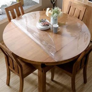 PVC Tablecloth Round Transparent Table Film Protection Pad Table Mat Water-proof Tablecloth Dining Table Moisture-proof