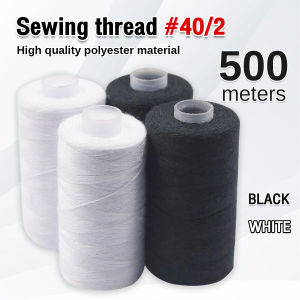 Amoki【Ready in Stock】 500m Sewing Thread 40/2 Type White Black Polyester Thread