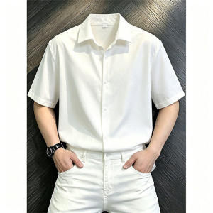 OUMULONG | White Breathable Linen Polo Shirt