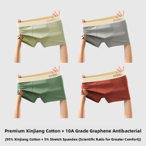 Miiow | Mens Cotton Underwear Breathable Antibacterial Boxer Shorts Pure Cotton Comfortable Briefs Youth Suitable Four Corners Pants