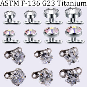 1PC G23 Titanium Micro Dermal Piercings Set Dermal Anchor Base & Tops Skinner Diver Dermal Top Base Piercings Body Jewelry 14G
