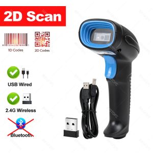 1D/2D Supermarket Barcode Reader Bluetooth USB Wireless Handheld Warehouse Bar Code QR Scanner CMOS Image High-speed Decoding
