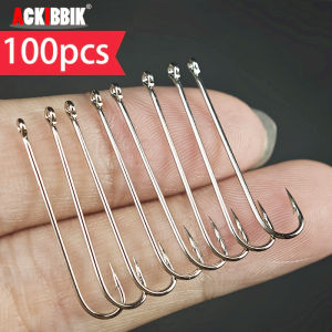 Ackibbik 100pcs Long Shank Fishing Hook Live Bait Hook Sea Fishing Hook Worm Hook Freshwater Fishhook for Bass Trout Catfish
