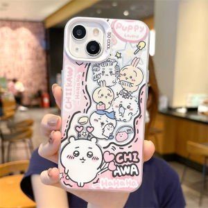 Cute Chiikawa Silicone Phone Case for iPhone 15 pro Max Girl Pink Apple 14 plus Phone Covers Couple 7/8 Sets Anti-Fall