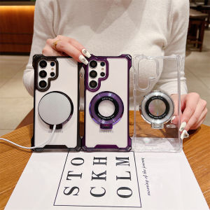 Samsung Galaxy S24 S23Ultra แบบ S24Ultra + เคสโทรศัพท์ S22Ultra ป้องกันผลิตภัณฑ์ผิวหน้า การตกหล่นพร้อม สายคล้อง A55/A54/A15/A34/A33