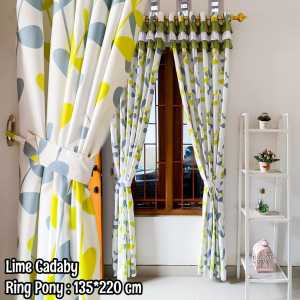 Gorden Rumbai Poni Mewah Pintu dan Jendela Ring 12 Ukuran 135x220 Motif Lime cadaby