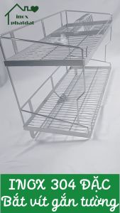 Kệ chén 2 tầng treo tường Inox 304 PHÁT ĐẠT (nhiều size) không rỉ sét rổ úp chén dĩa giá để chén bát kệ đựng bát dĩa (SP122)