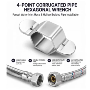 4-Point Corrugated Pipe Hexagonal Wrench Faucet Water Inlet Hose Hollow Braided Pipe Installation