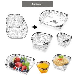Bộ Đồ Ăn Cắm Trại Di Động Siêu Nhẹ - 3/6 Món Gồm Đĩa Gấp Bát Cốc Nước Dễ Vệ Sinh Chịu Nhiệt Bộ Dụng Cụ Ngoài Trời Bằng Nhựa Có Thể Thu Gọn