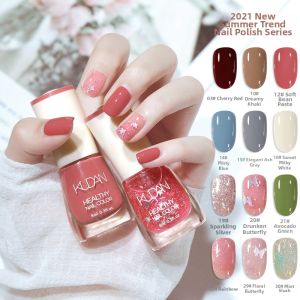 KUDAN Summer New Nail Polish Bright Shiny Flash Non-Bake Transparent Nail Oil Bottom Oil Nude Color Nail Art Glue
