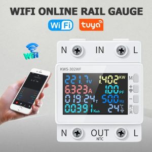 【Fast Shipping】WiFi Power Meter 8in1 Energy Meter 2P AC APP Control 170-300V/63A Voltage Current Power Timing Temperature Frequency Meter Smart Three Phase Power Meter Over Under Voltage Current Protector Relay Switch