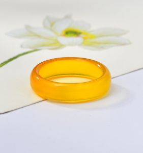 Natural Jade Ring White Moonlight Agate Female Design Emerald Gemstone Plain Ring Chinese Style Fashion Jewelry Accessories