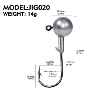 30pcs 1g 2g 2.5g 5g 10g 12g 14g 20g Crank Jig Head Hook Fishing Hook Head Jig Lure Hard Bait Soft Worm Jig Hook for Fishing