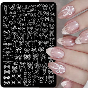 Kawaii Bow Pattern Nail Art Stamping Plates Heart Butterfly Flower Leaves Design Transfer Printing Stamp Templates Mold Manicure