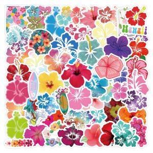 60pcs Fresh Hibiscus Flower Stickers Laptop Bicycle Guitar Skateboard Sticker Kid DIY Graffiti Waterproof Stickers Toy