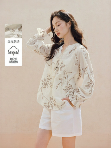 INMAN | French Heavy Embroidery Cotton Long Sleeve Shirt