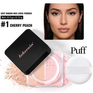 Loose Powder Setting &Correcting Powder and Puff Duo Brightening Correcting Oil Control Long Lasting Setting Powder Makeup