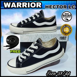 WARRIOR Sepatu Sneakers Sekolah Kuliah Kerja Pria Wanita Warior Hector Pendek Hitam Putih 37 sd 44