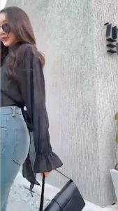 กางเกงยีนส์ขาเดฟ สีสนิมอิฐ ผ้ายืด ป้ายpunny jeans