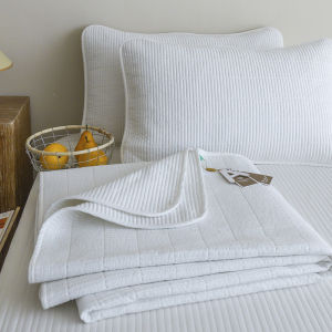 Thickened Cotton Quilt Cover Three-piece Set Non-slip Stitched Tatami Universal Four-season Pure Color Bedding Set