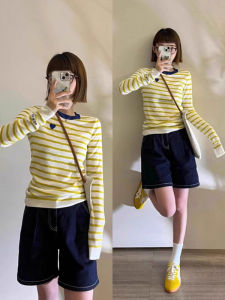 Yellow Striped Shouldered T-shirt