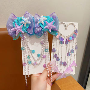 Princess Tassel Earring Hair Accessories Mermaid Girl Shell Ear Cuffs Childrens Headwear Korean Style Kids Fashion Accessories